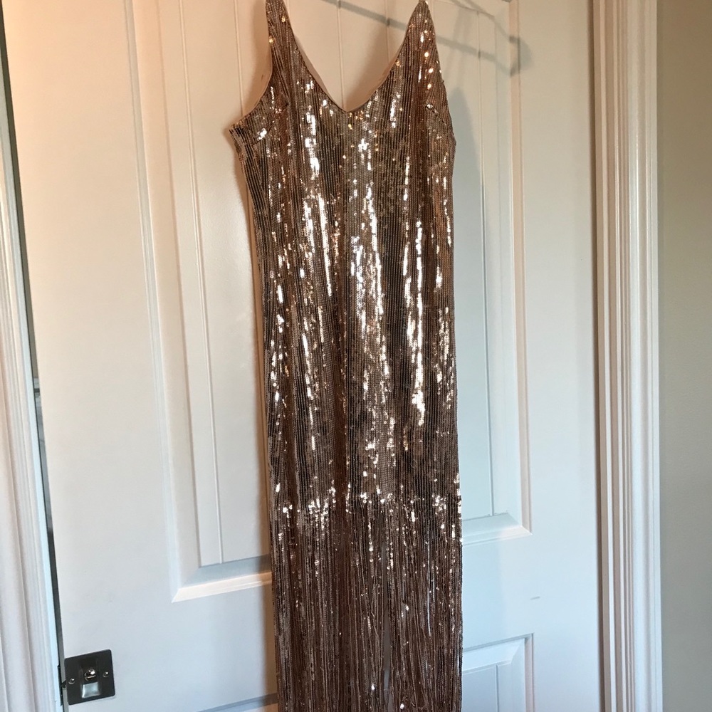 Gold sequin party dress
